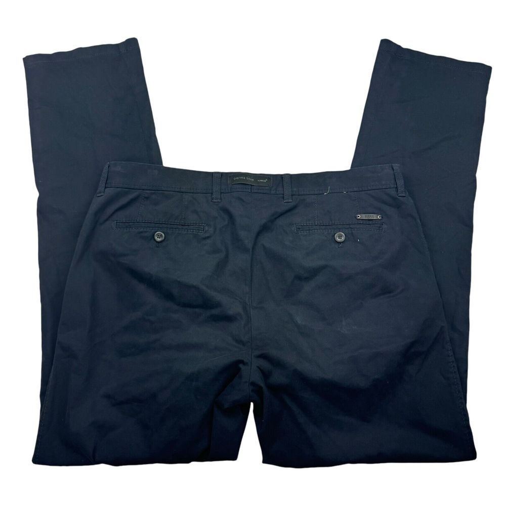 BRAX Evans Pants Men 38x34 Perma Blue Straight Leg Casual Flat Front Regular Fit